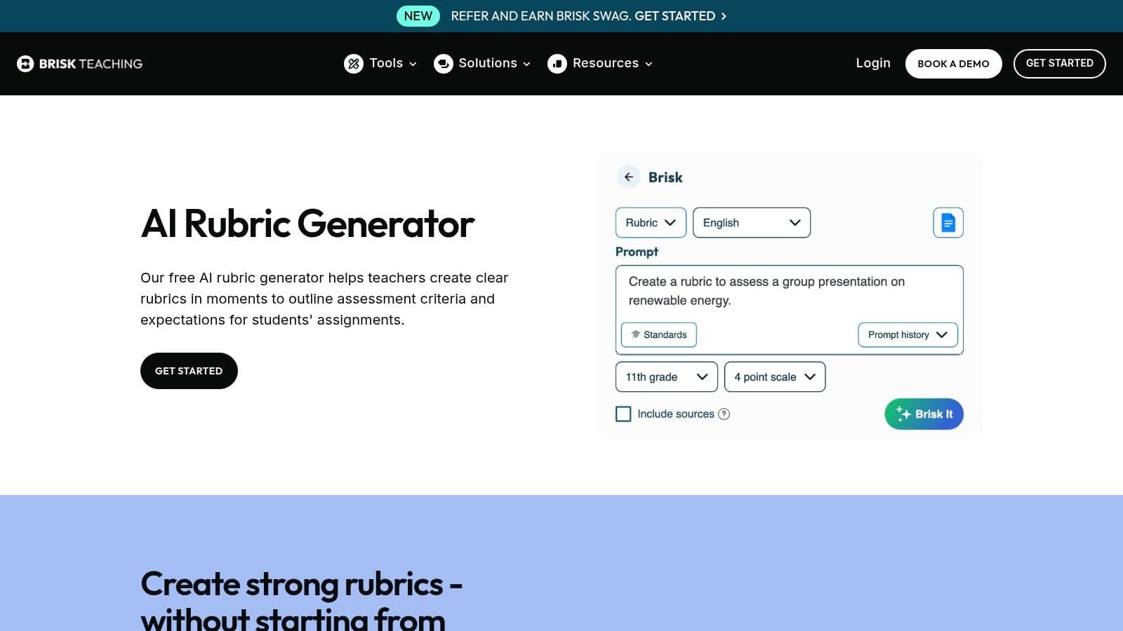 Brisk Teaching (AI Rubric Generator)