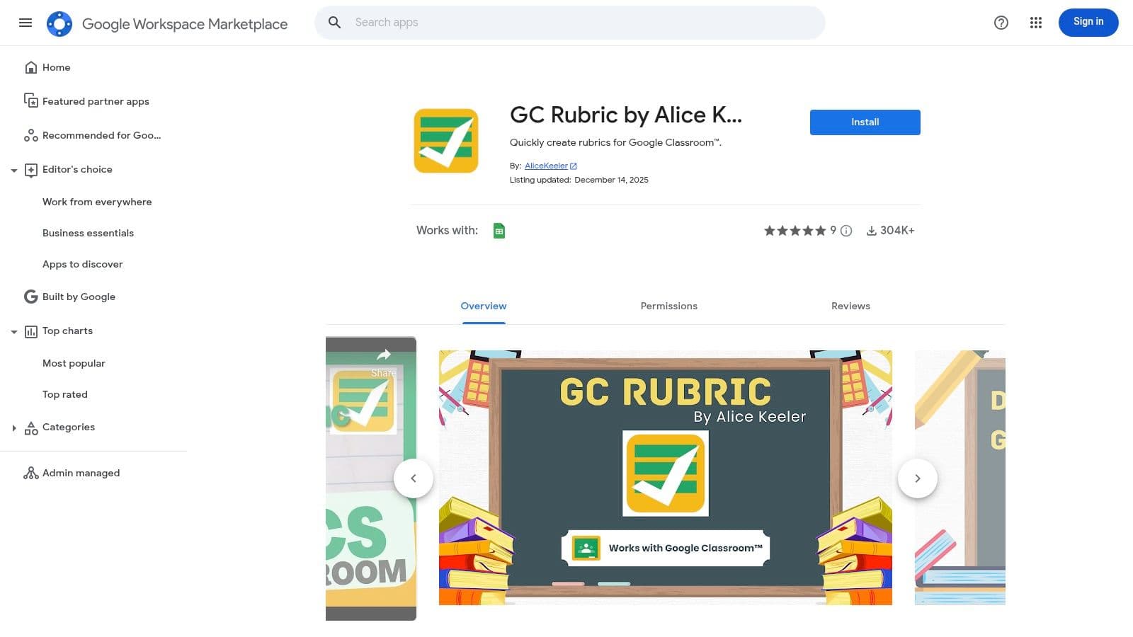 GC Rubric by Alice Keeler (Google Sheets Add-on)