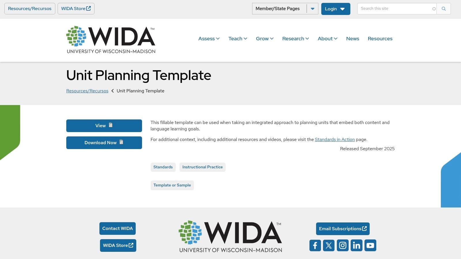 WIDA – Unit Planning Template (fillable PDF)