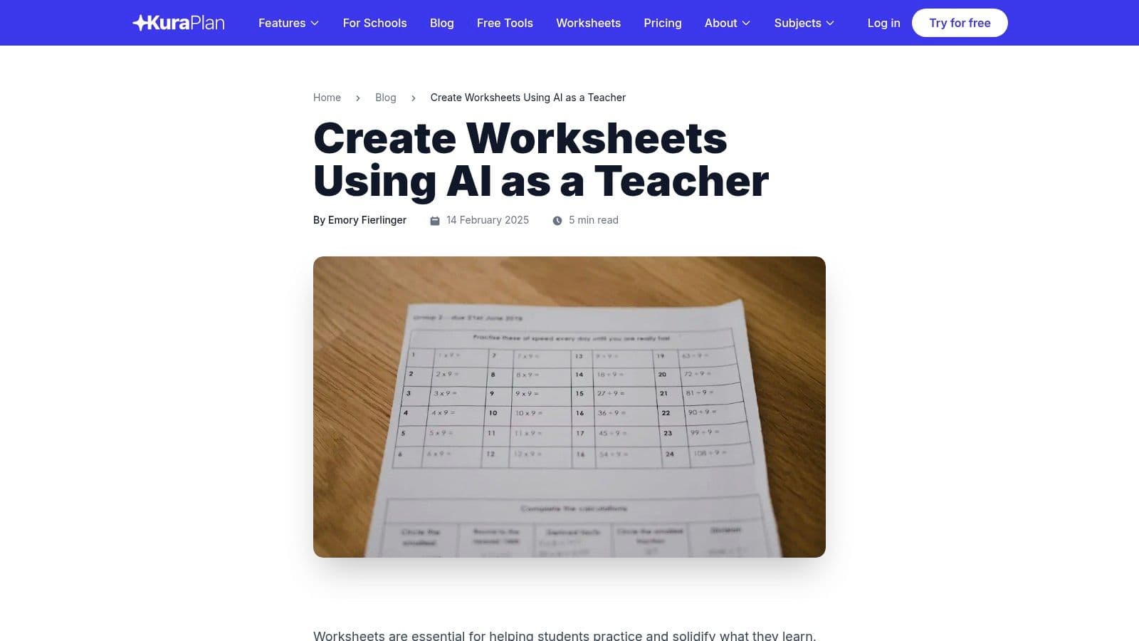Screenshot from https://www.kuraplan.com/us/blog/create-worksheets-using-ai-as-a-teacher