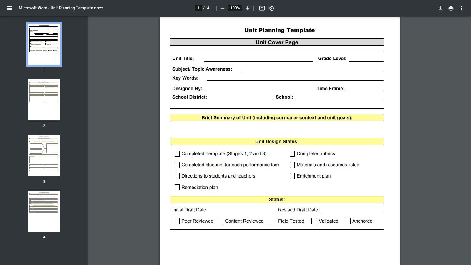 Georgia Public Broadcasting (GPB Education) – Unit Planning Template (PDF)