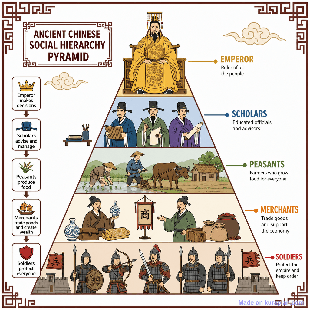 Ancient Chinese Social Hierarchy Pyramid (detailed)