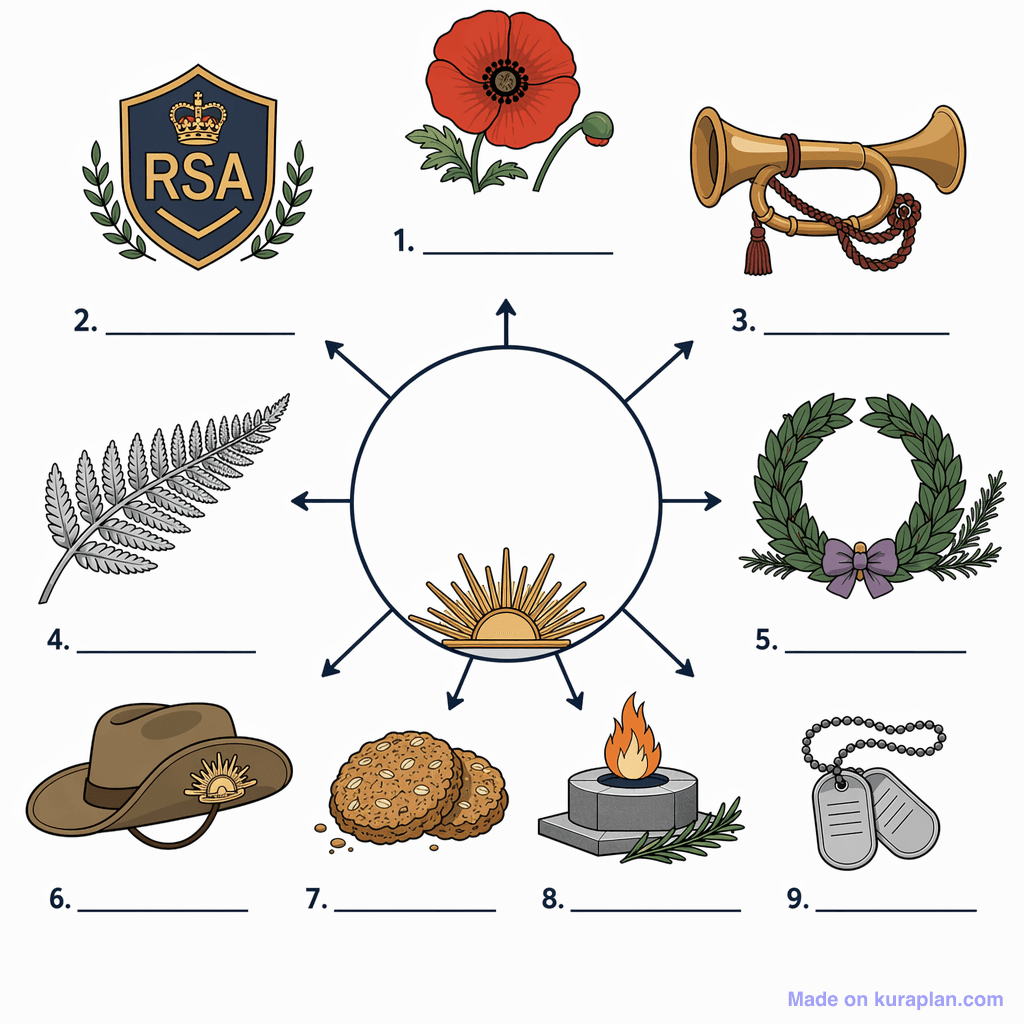 ANZAC Day Symbols (detailed, unlabeled)