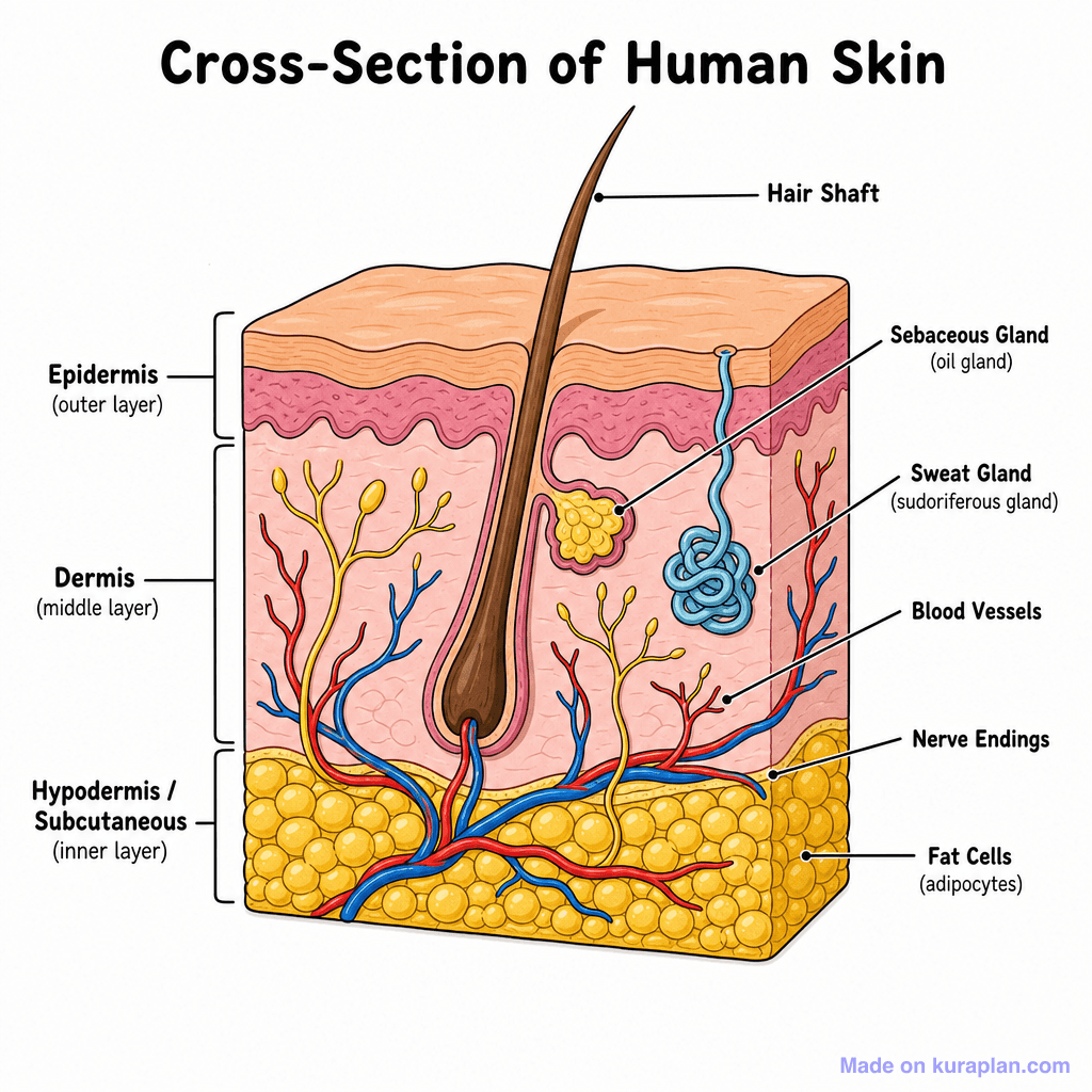 Integumentary System Diagram (Skin Cross-section)