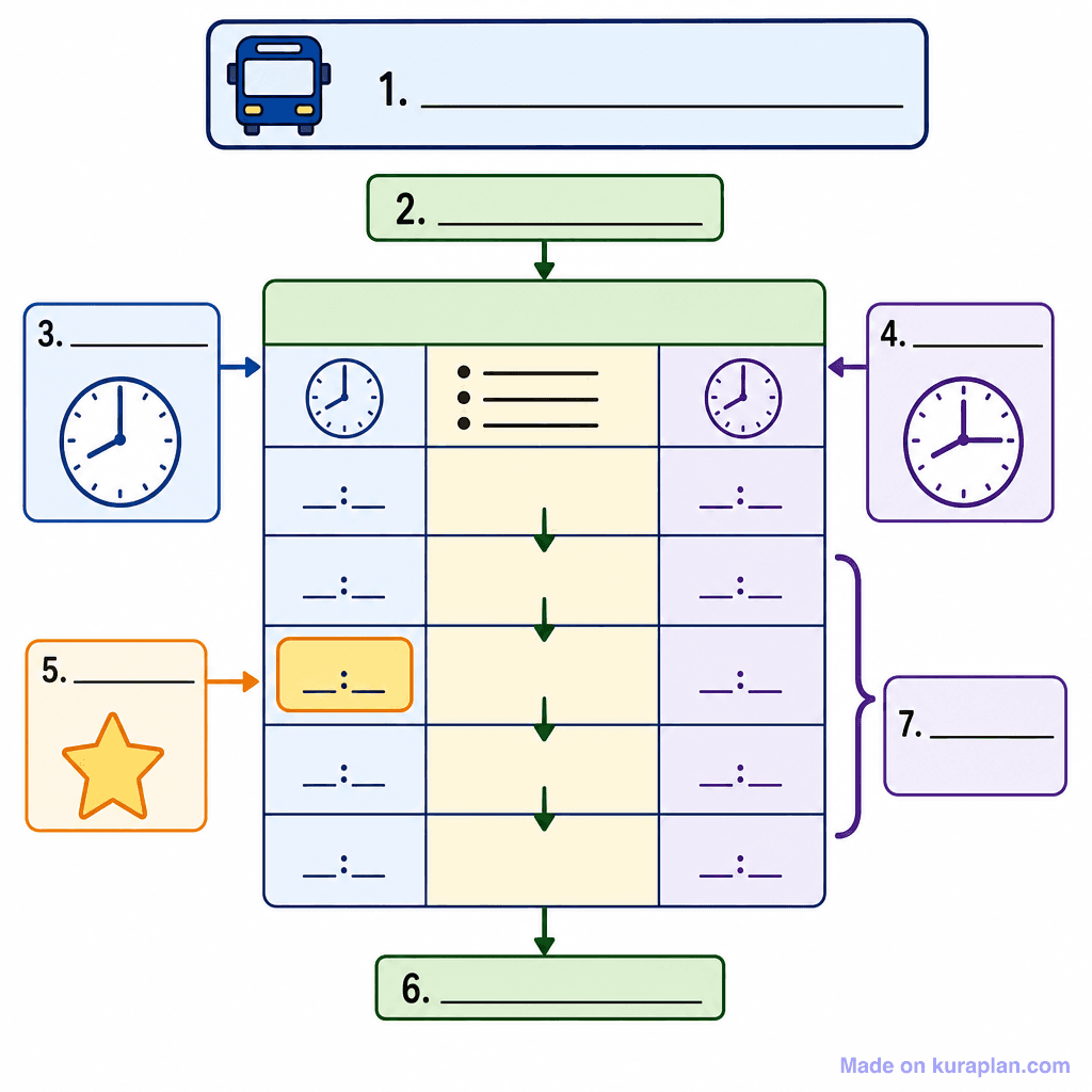 Reading a Bus Timetable (simple, unlabeled)