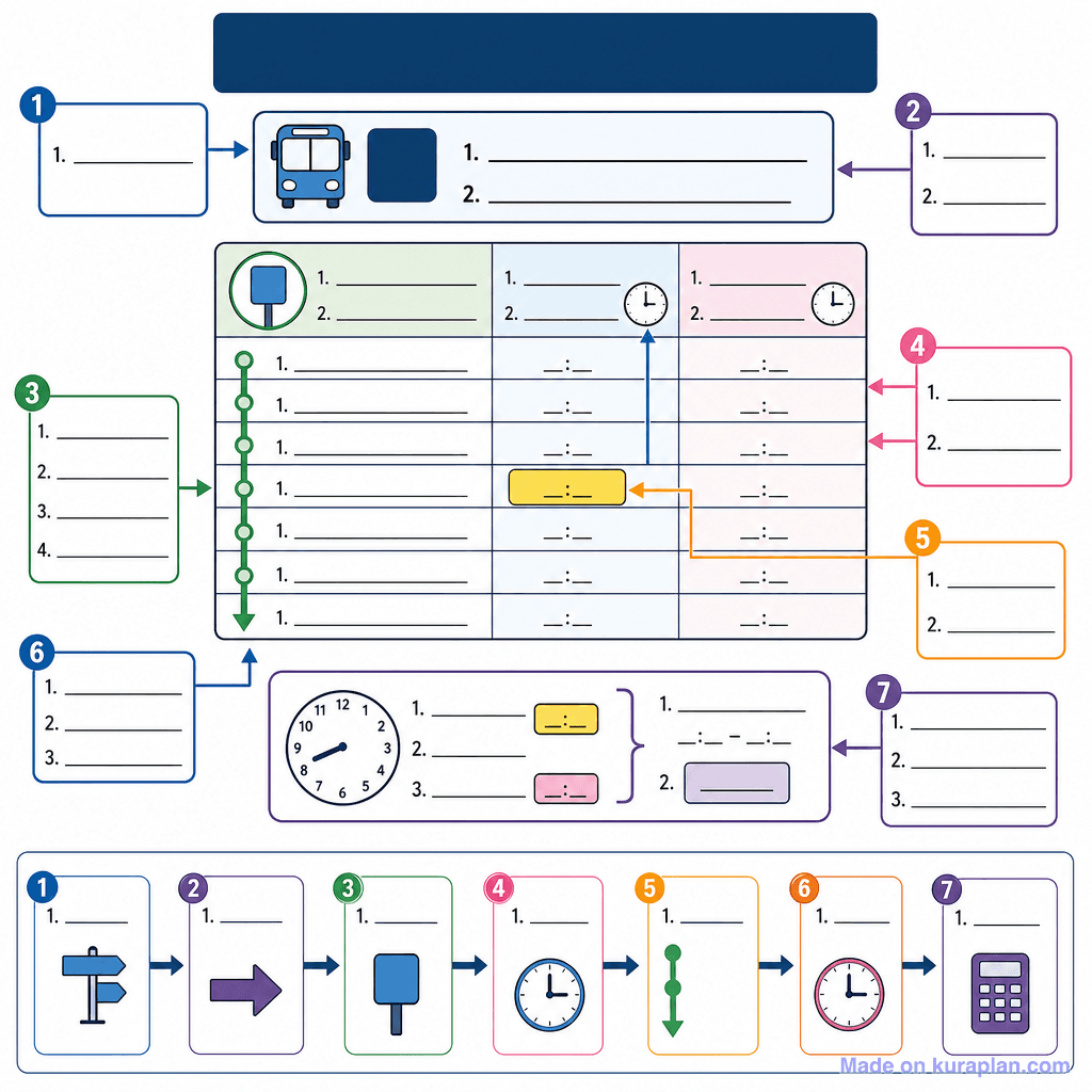 Reading a Bus Timetable (detailed, unlabeled)
