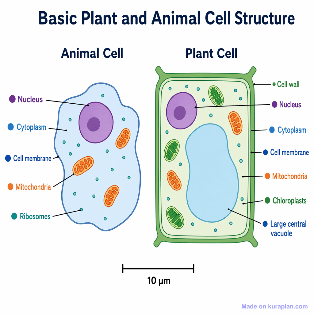 Basic Plant and Animal Cell Structure (simple)