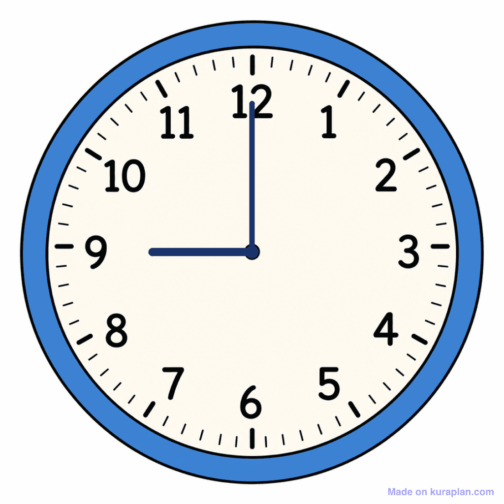 Clock Face — 9:00 (9 O'Clock)