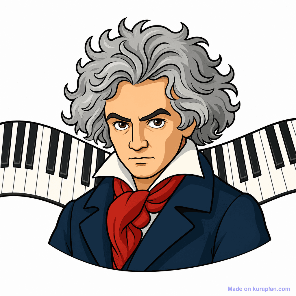 Composers (stylised portraits, respectful) illustration sample