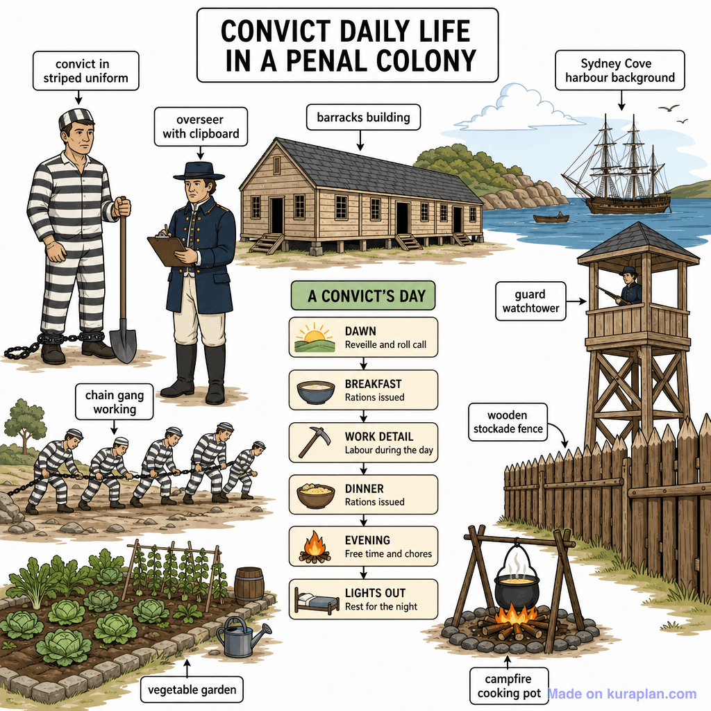 Convict Daily Life in a Penal Colony (detailed)