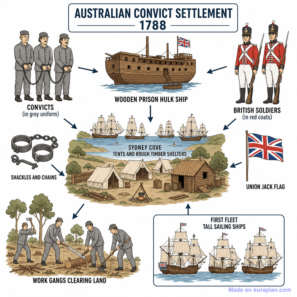 Australian Convict Settlement 1788 (detailed)