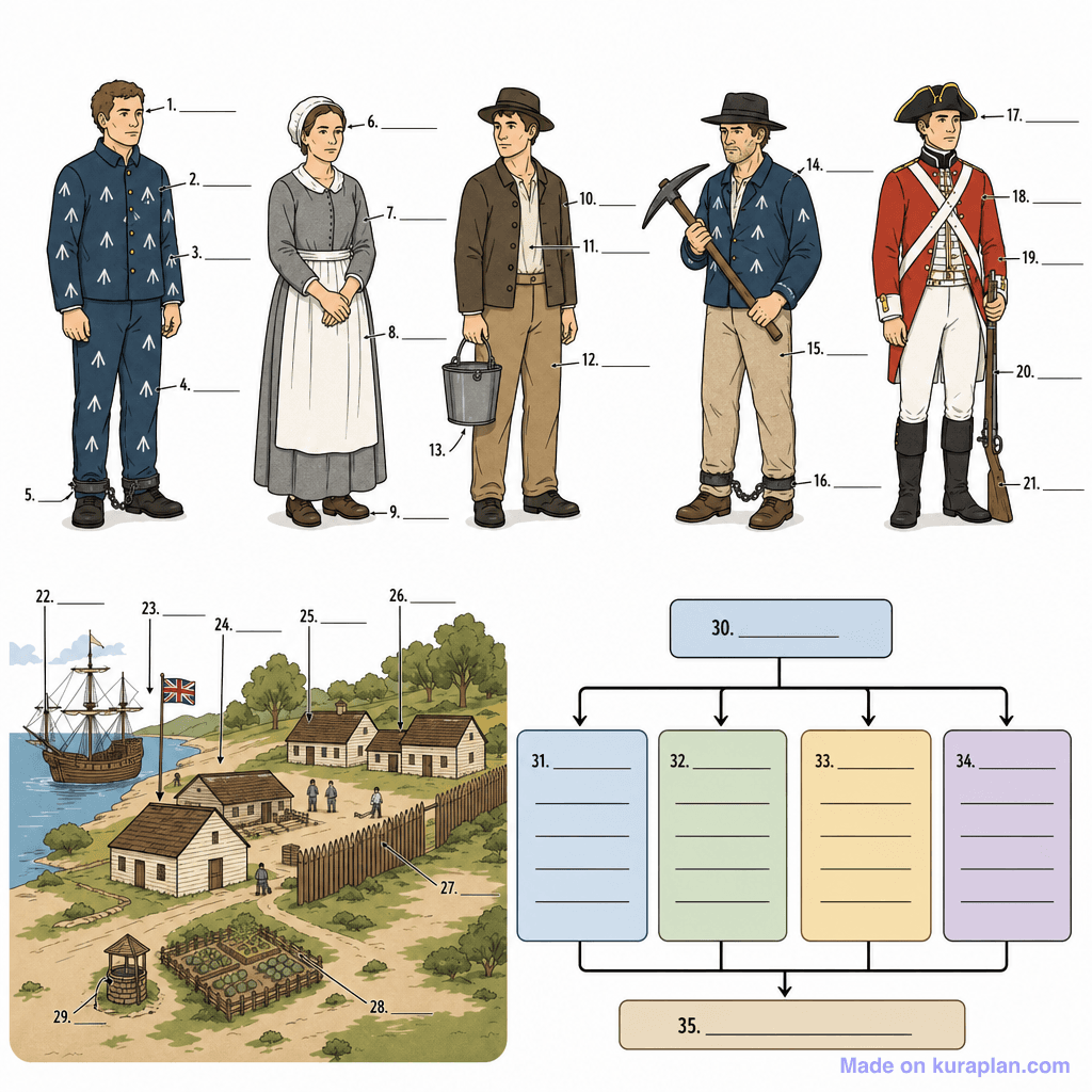 Convicts & Early Sydney Penal Colony Uniforms (detailed, unlabeled)