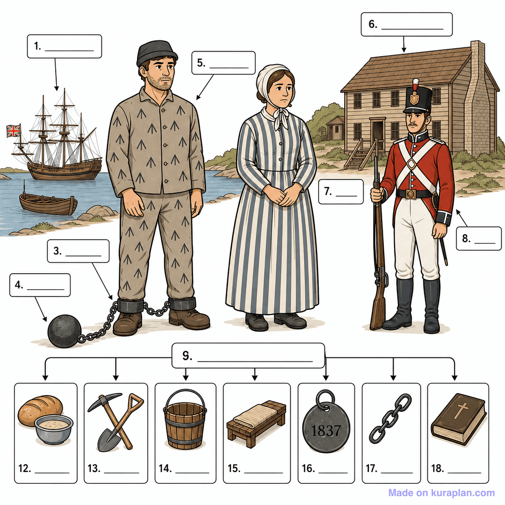 Convicts in Early Sydney – Penal Colony Life & Uniforms (detailed, unlabeled)