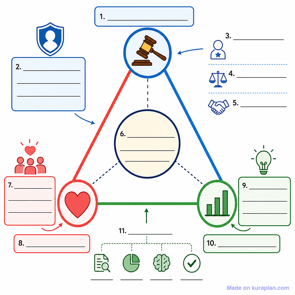 Ethos, Pathos & Logos – Rhetorical Triangle (detailed, unlabeled)