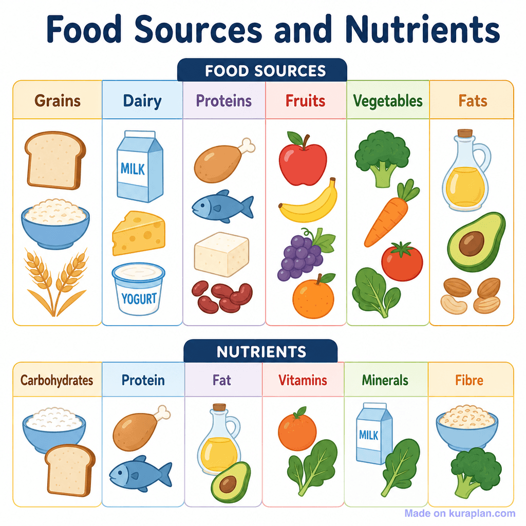 Food Sources and Nutrients (simple)