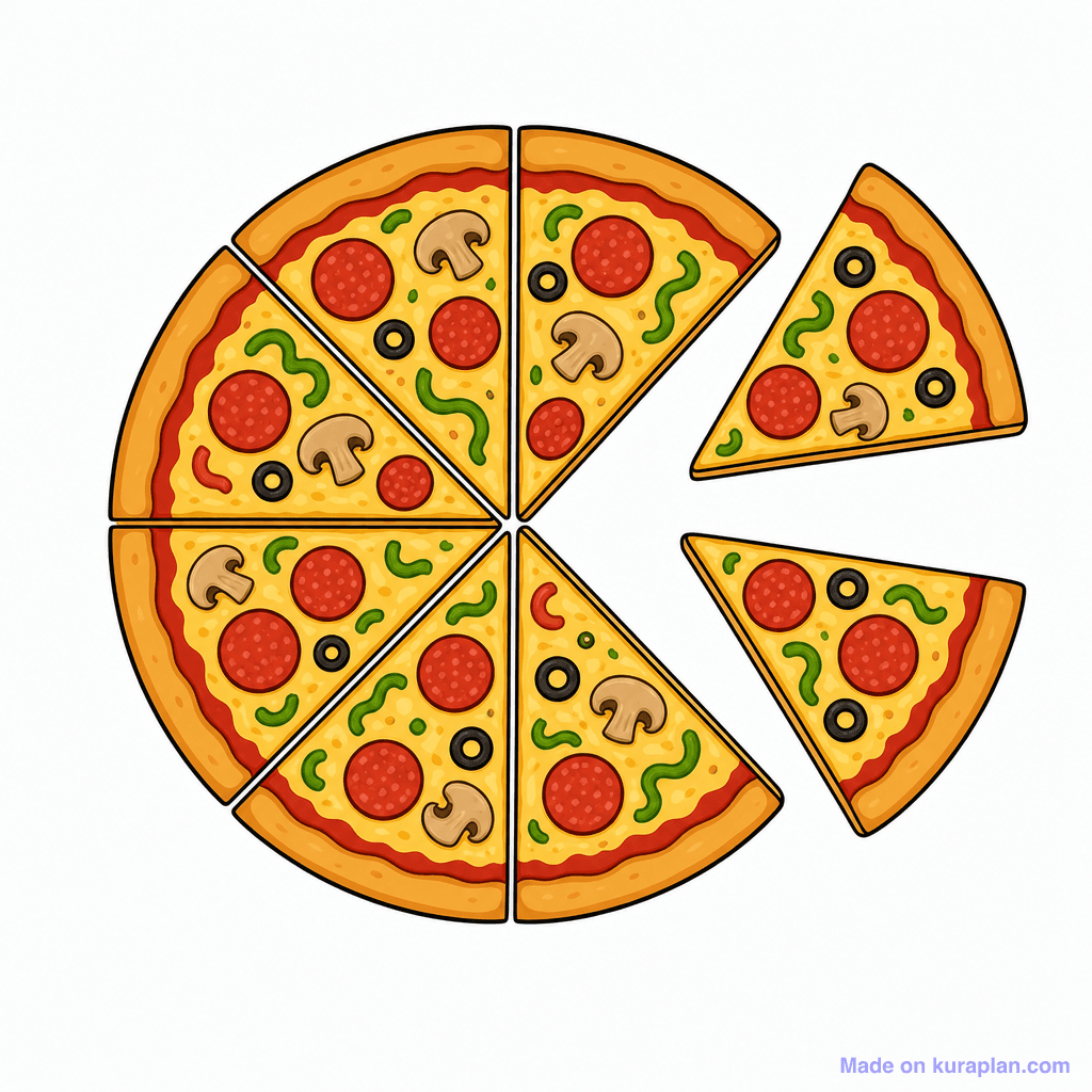 Pizza Fraction: 2 of 8 Slices Taken