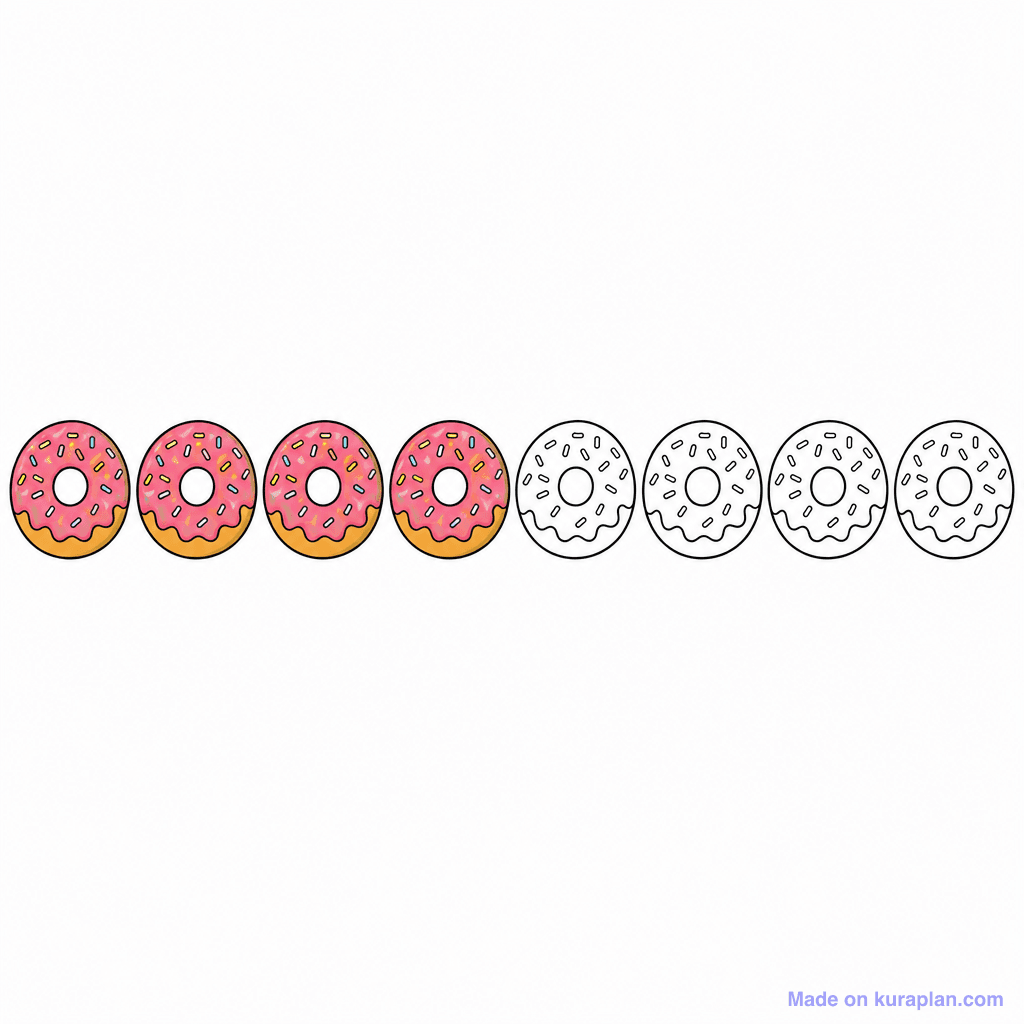 Fraction Set: 4 of 8 Donuts