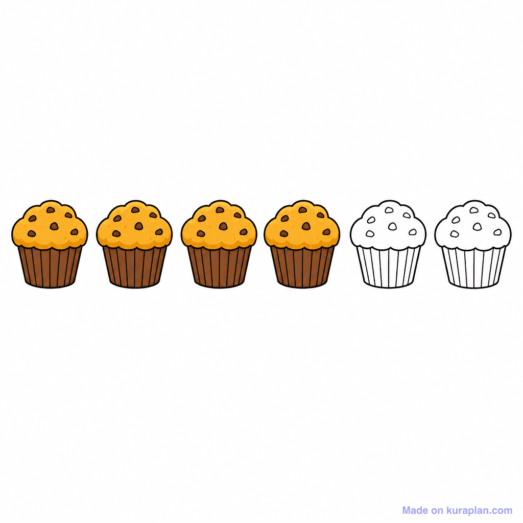 Fraction Set: 4 of 6 Muffins