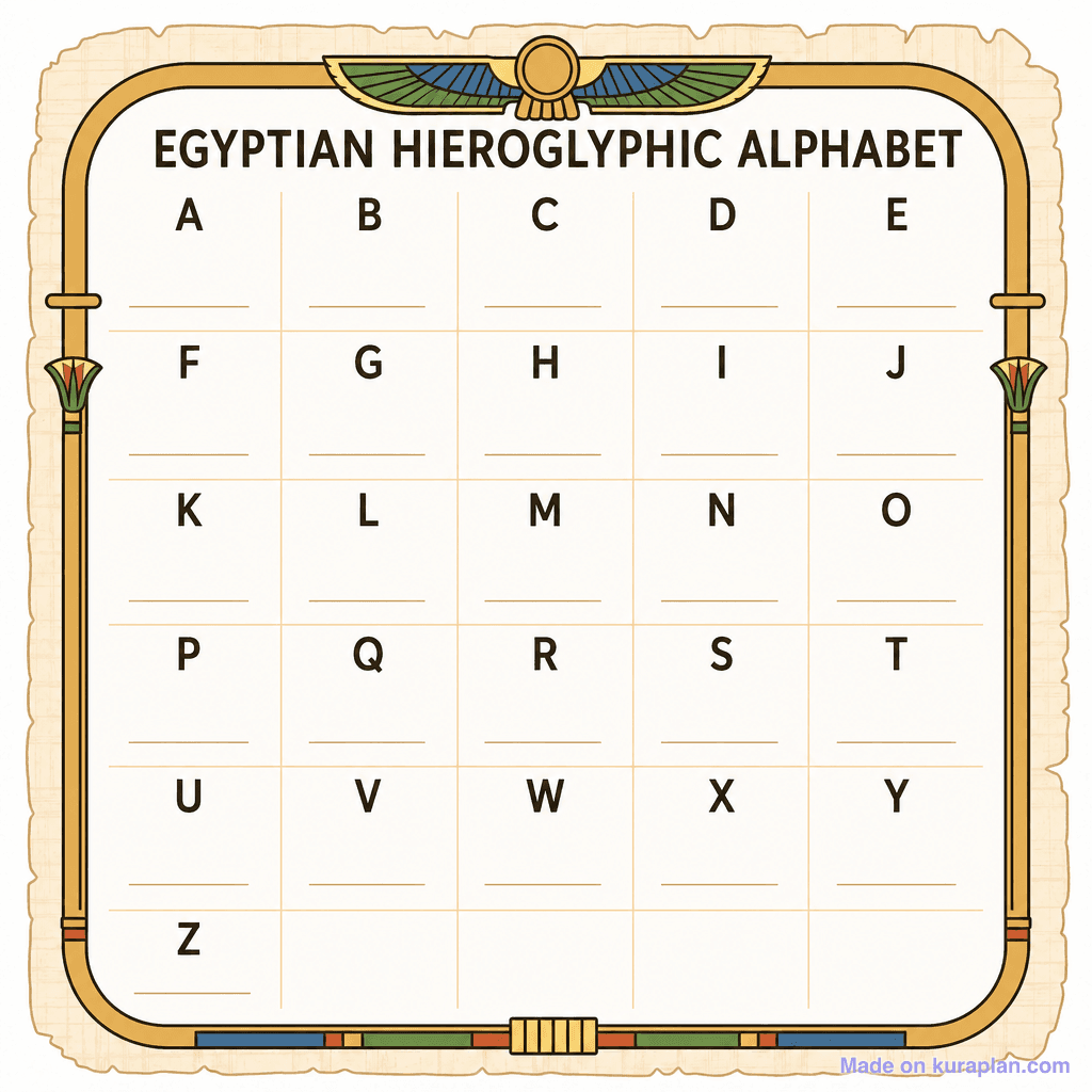 Egyptian Hieroglyphic Alphabet (simple, unlabeled)