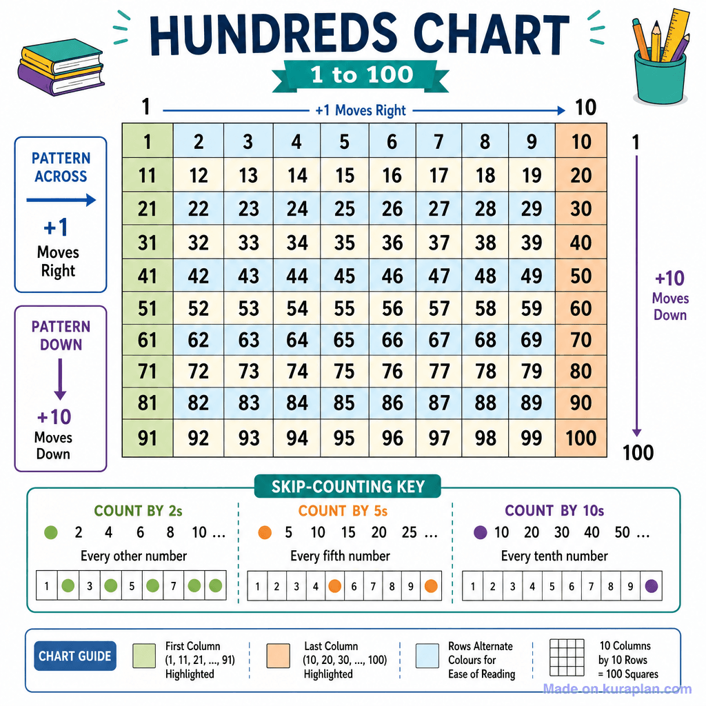 Hundreds Chart (1 to 100) (detailed)