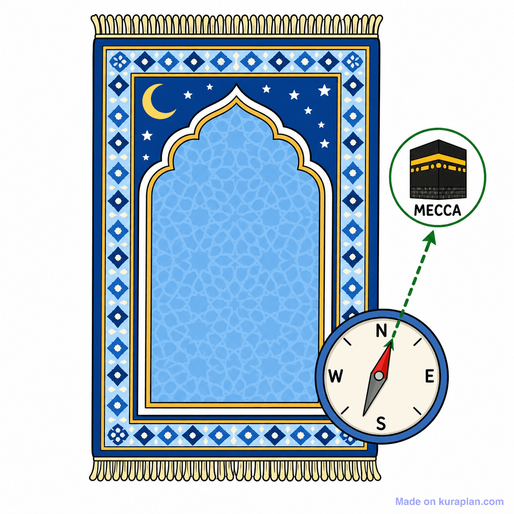 Islam Prayer Mat Qibla Compass