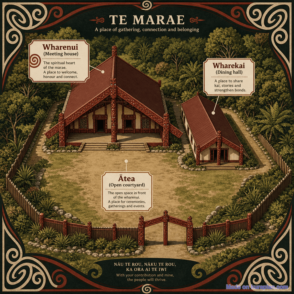 Marae layout aerial view