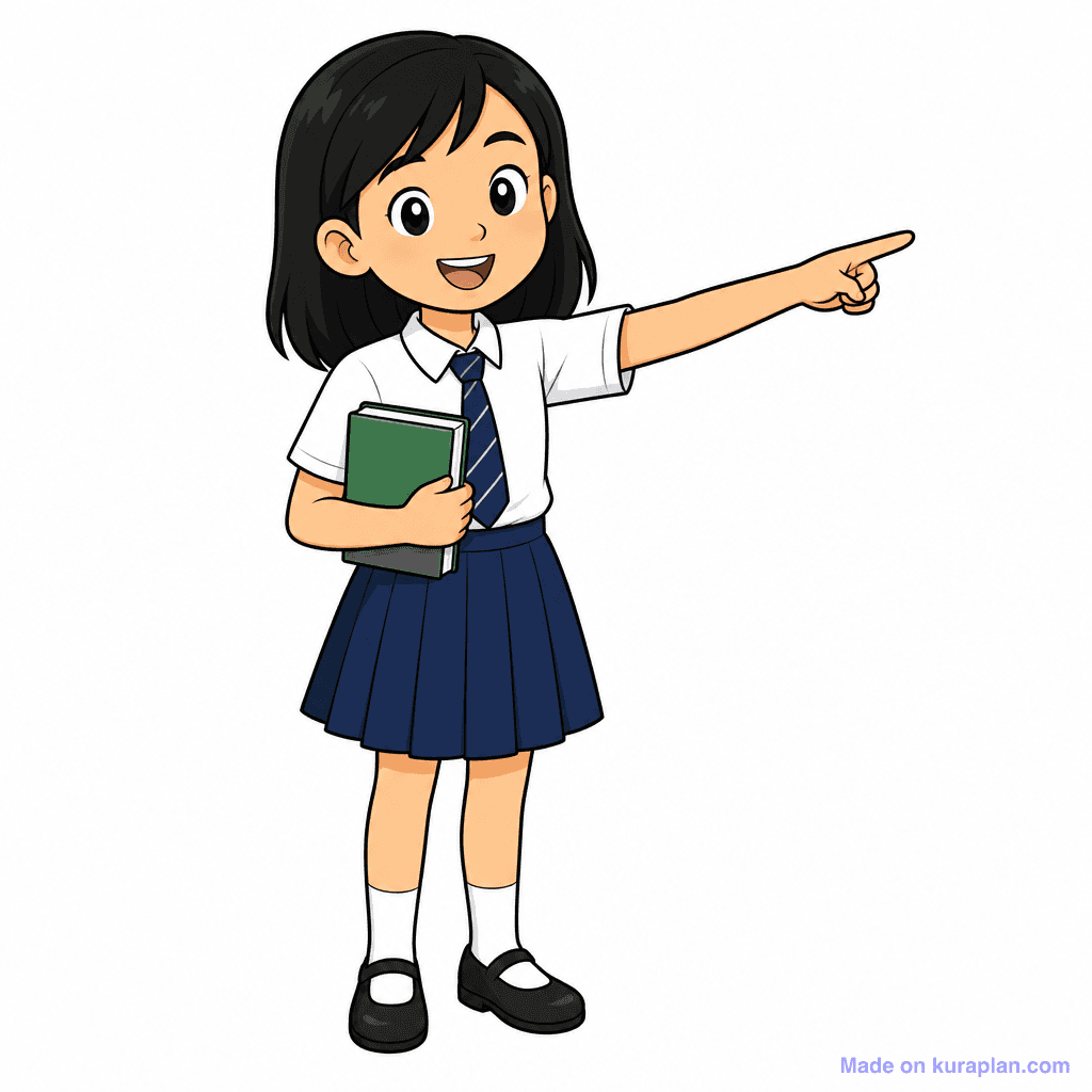 Mascot Kid Asian Pointing