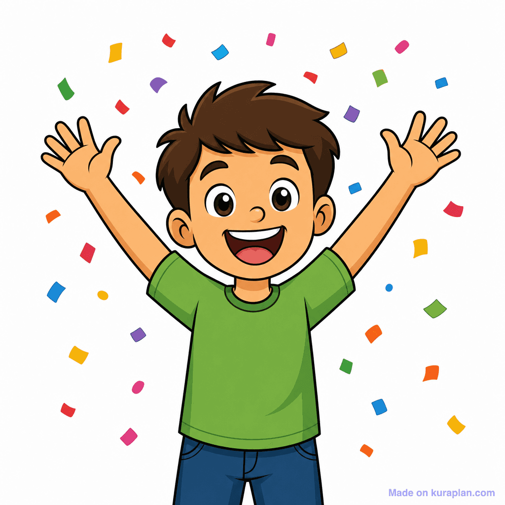 Mascot Kid Cheering Arms Up