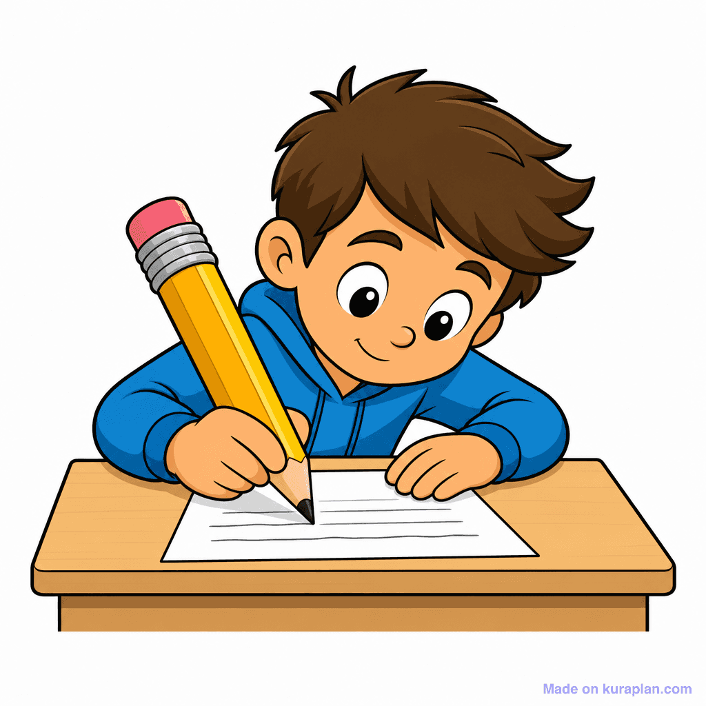 Mascot Kid Writing Pencil