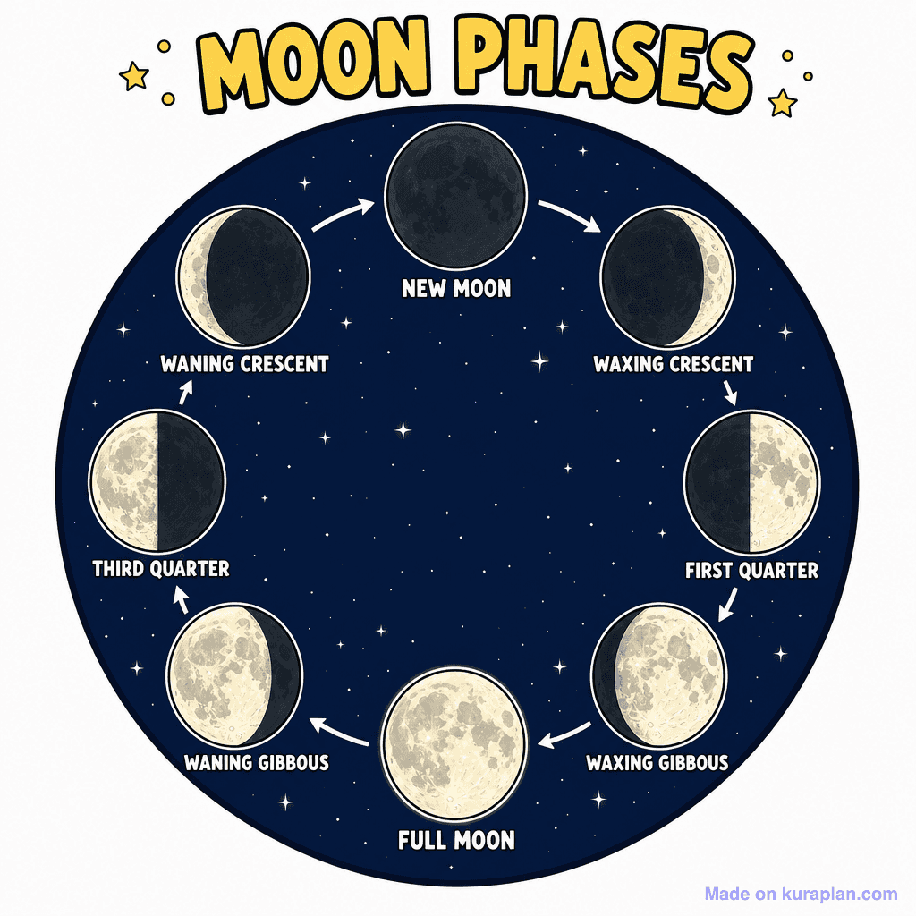Moon Phases Poster (8 Phases)