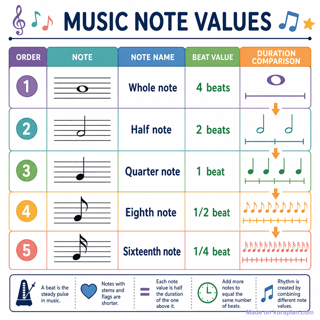 Music Note Values (detailed)