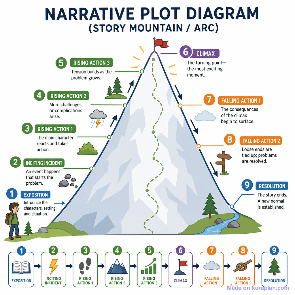 Narrative Plot Diagram (Story Mountain / Arc) (detailed)