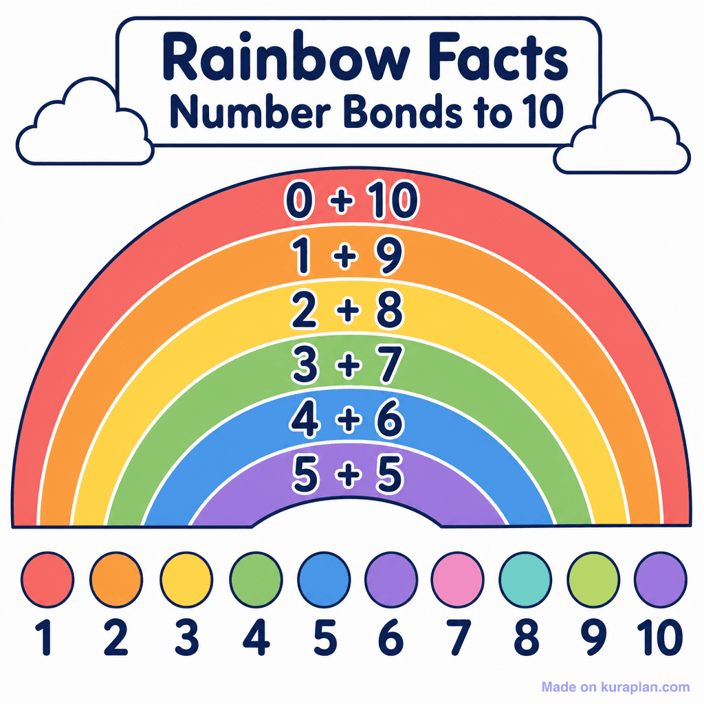 Rainbow Facts – Number Bonds to 10 (simple)