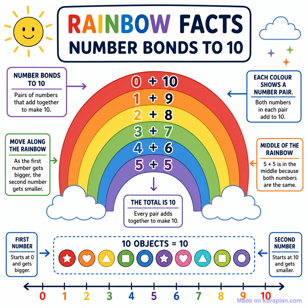 Rainbow Facts – Number Bonds to 10 (detailed)