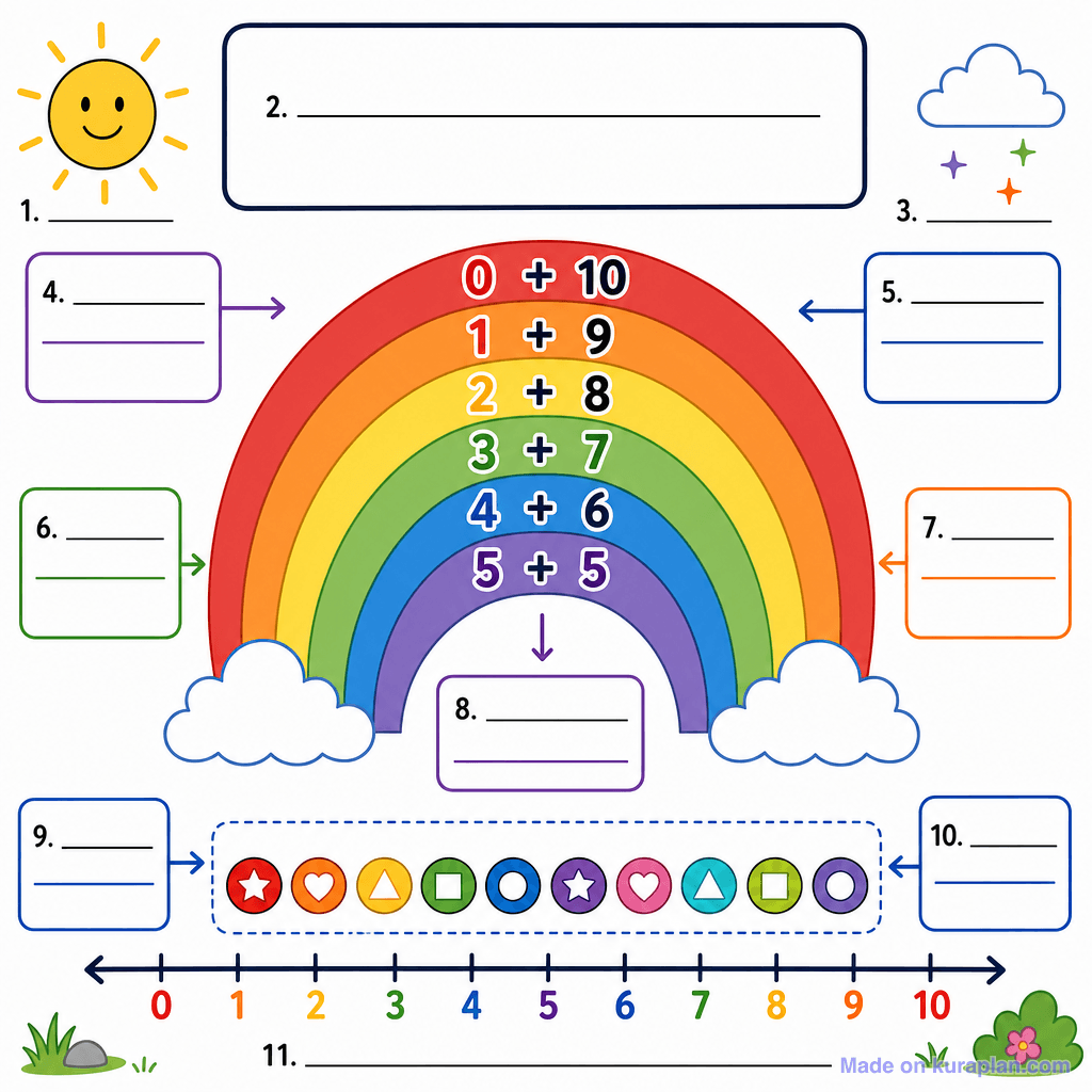 Rainbow Facts – Number Bonds to 10 (detailed, unlabeled)