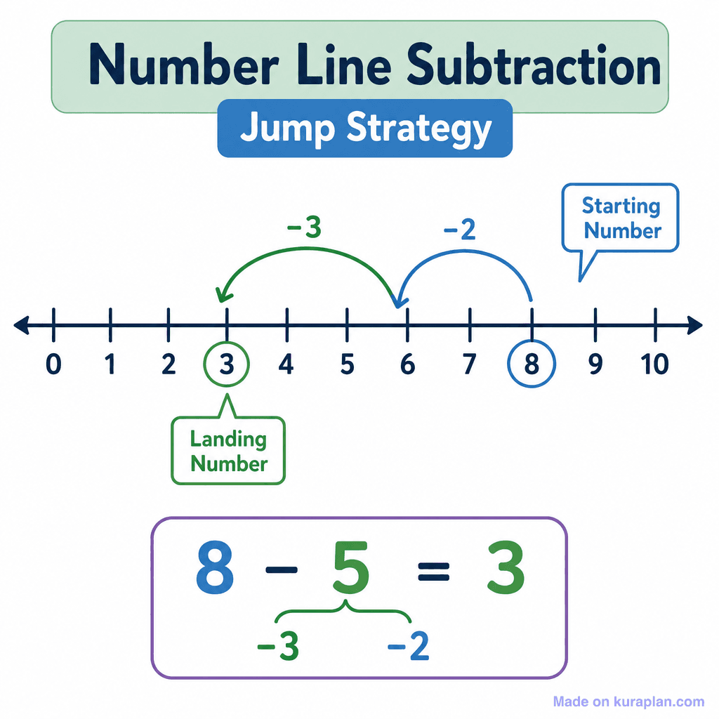 Number Line Subtraction – Jump Strategy (simple)