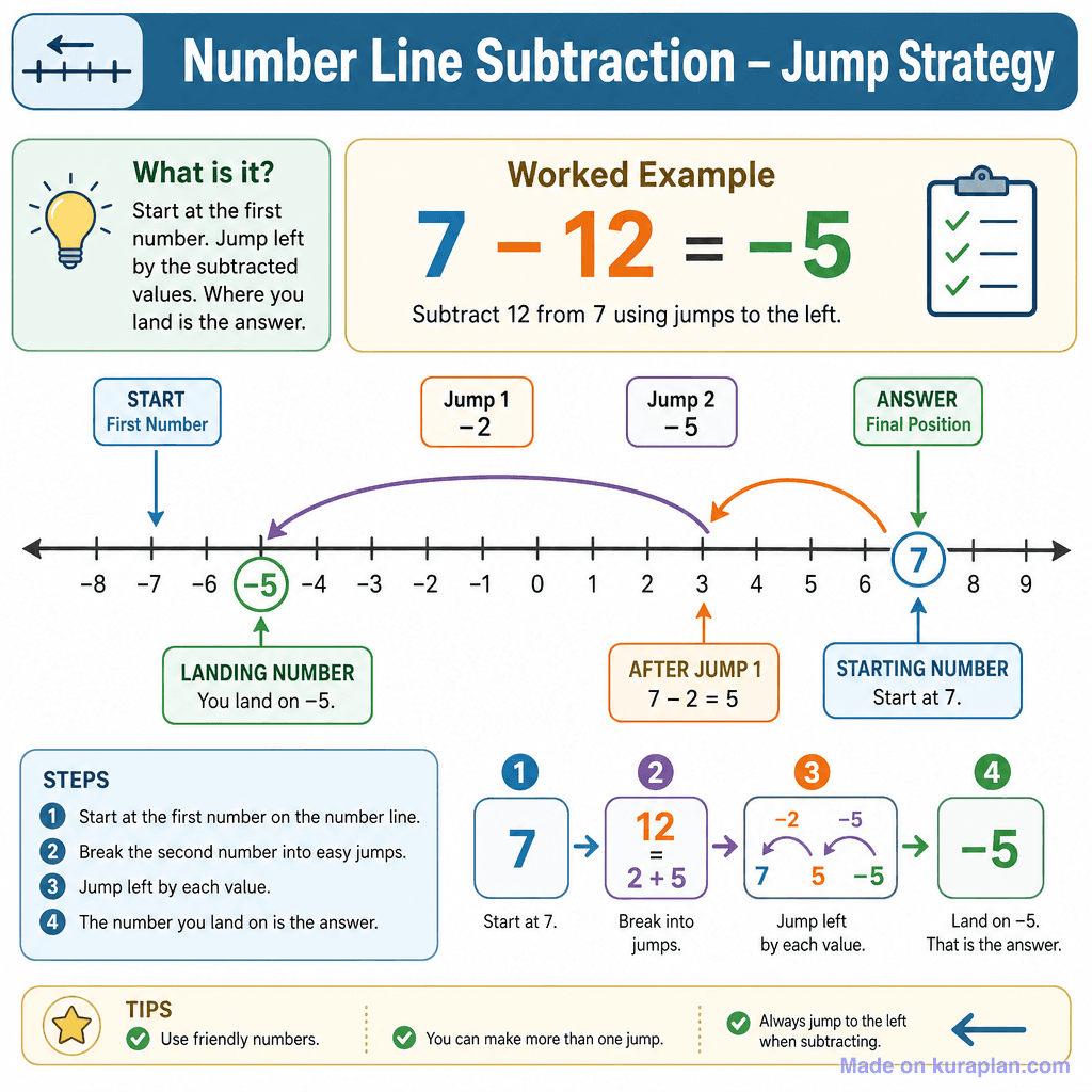 Number Line Subtraction – Jump Strategy (detailed)