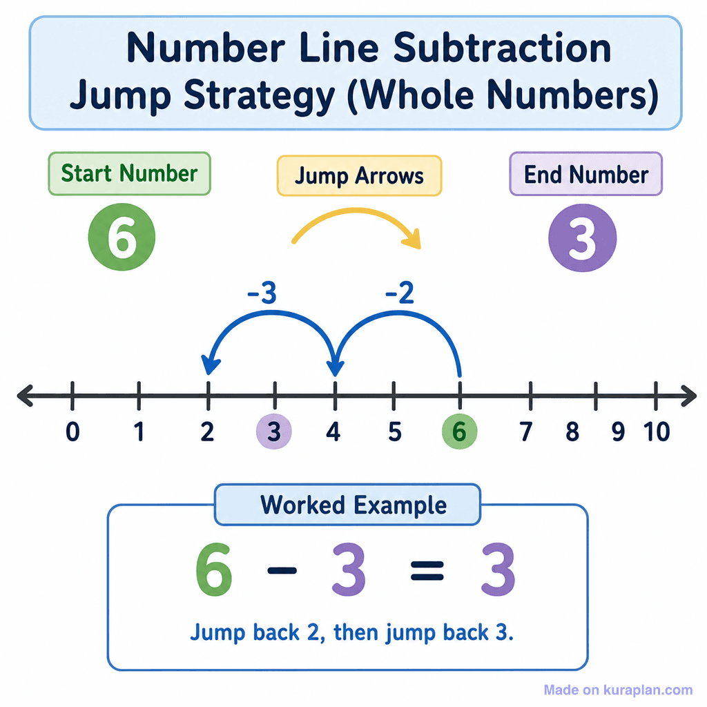 Number Line Subtraction Jump Strategy (Whole Numbers) (simple)