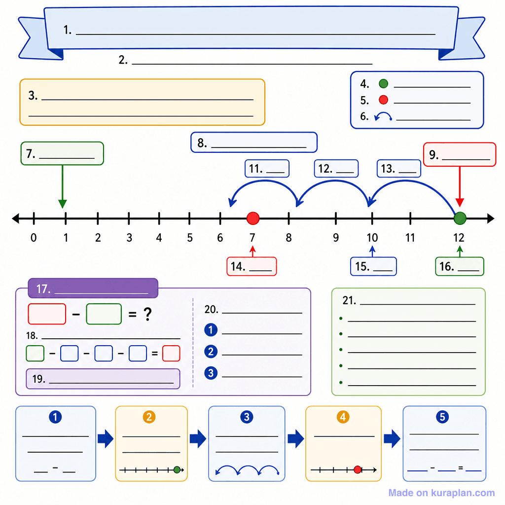 Number Line Subtraction Jump Strategy (Whole Numbers) (detailed, unlabeled)