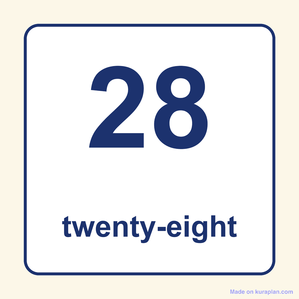 Number Word — 28 (Twenty-Eight)