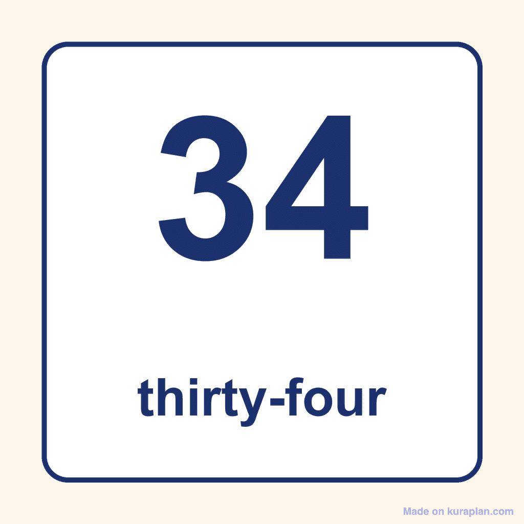 Number Word — 34 (Thirty-Four)