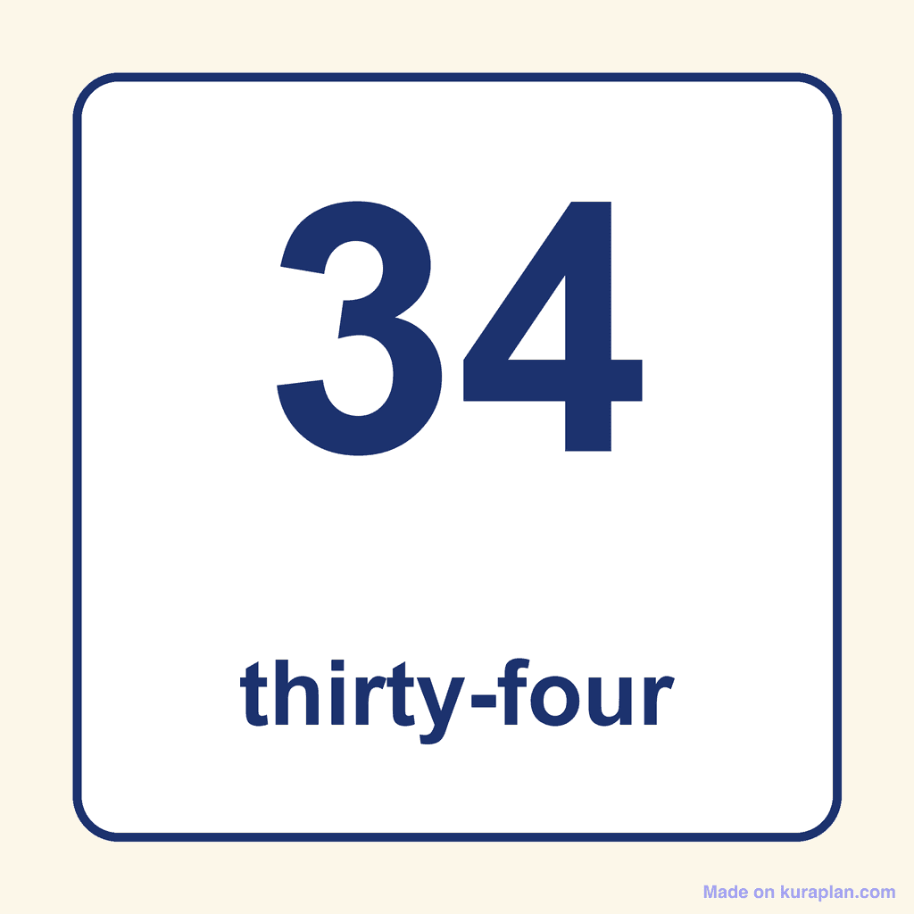 Number Word — 34 (Thirty-Four)