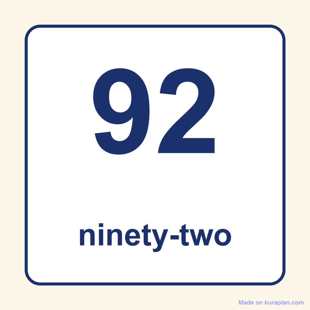 Number Word — 92 (Ninety-Two)