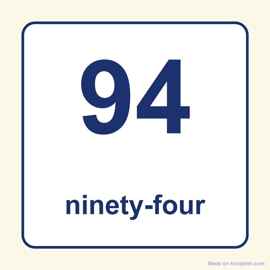Number Word — 94 (Ninety-Four)