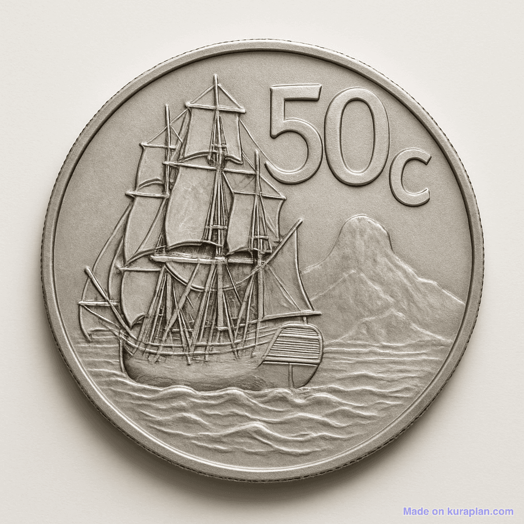 NZ 50c coin (realistic)