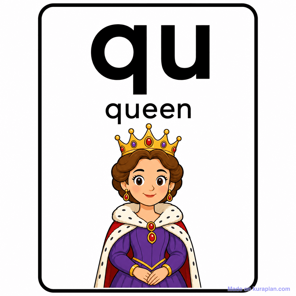 Phonics Sound "qu" — queen