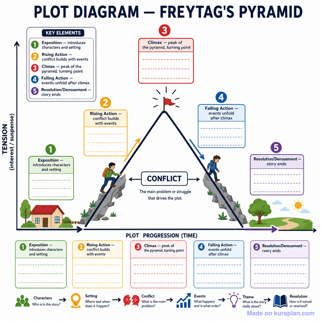 Plot Diagram — Freytag's Pyramid (detailed)