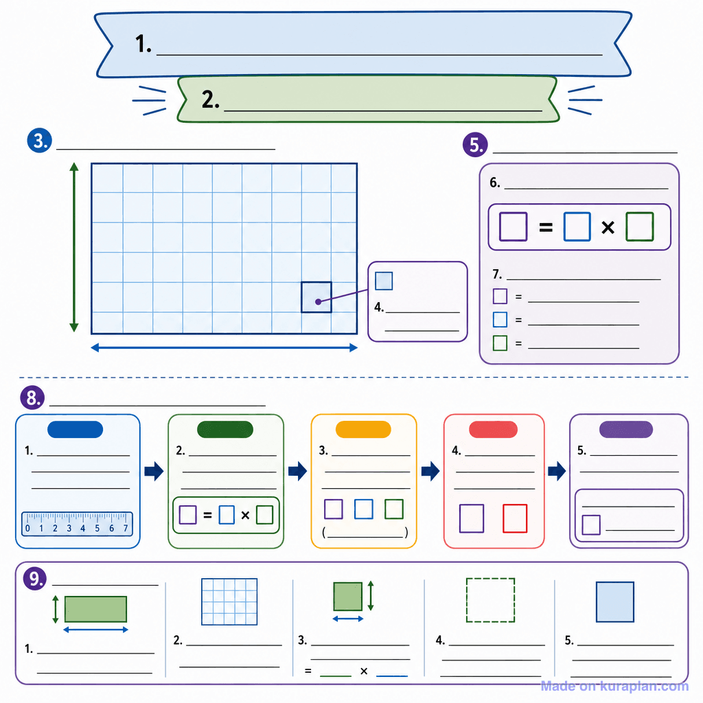 Area of a Rectangle – Formula & Dimensions (detailed, unlabeled)