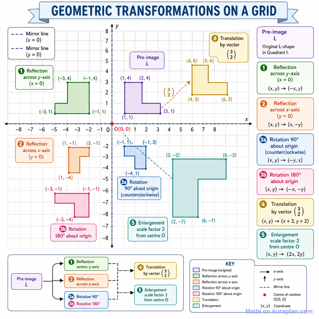 Geometric Transformations on a Grid (detailed)