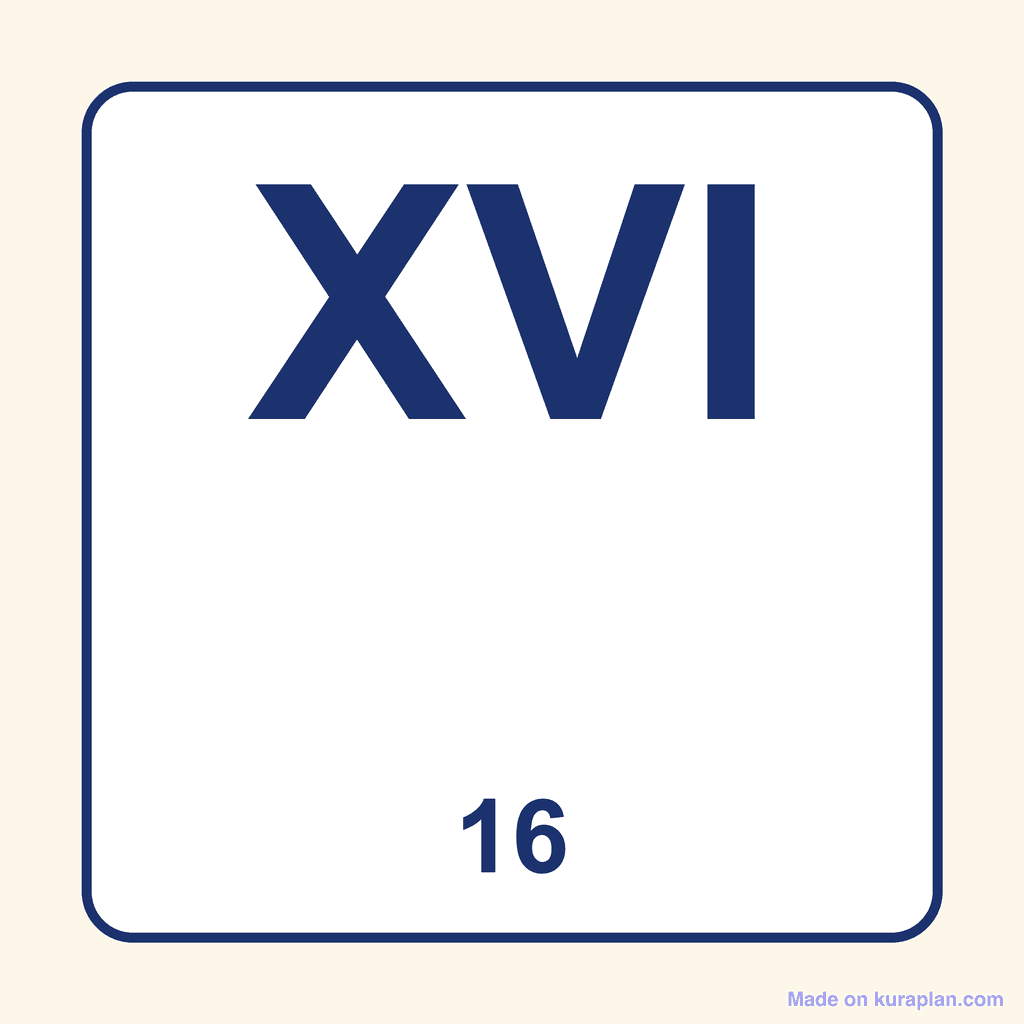 Roman Numeral — XVI (16)